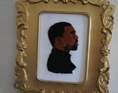 Hand Stitched and Framed Portrait of Kanye West... or Kanye East depending on where you hang him