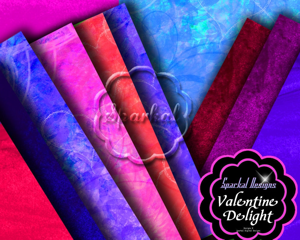 Valentine Digital Backgrounds Pink Purple Digital Paper Valentine Paper backgrounds Instant Download Digital Scrapbooking Il_170x135