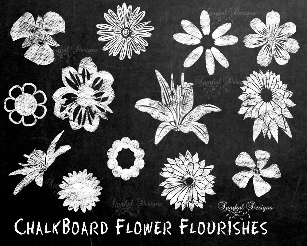 Chalkboard Floral Flourishes Chalkboard Clip Art Chalkboard Wedding Clip art Chalkboard Flourishes Rustic Chalkboard Flourishes Instant Il_170x135