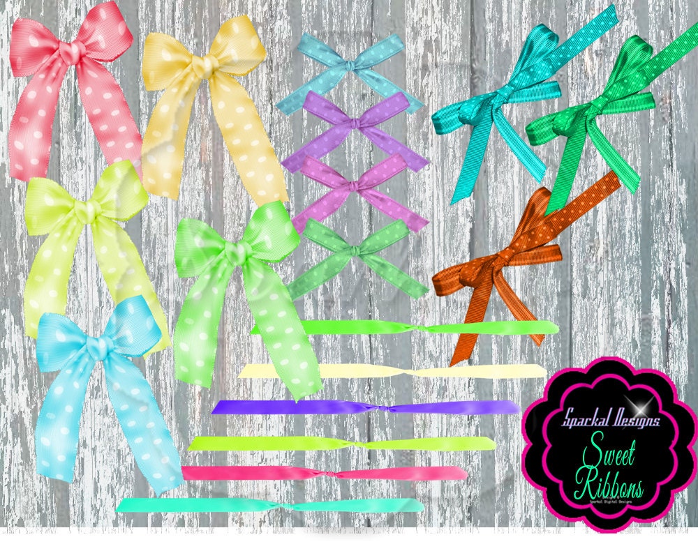 Ribbon Clip Art Bow Clipart Ribbon Scrapbooking Ribbon Invitation Clip Art Digital Scrapbooking Pastel Wedding bows bridal ribbon Instant 2 Il_570xn