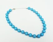 Vintage Retro Blue Acrylic Beaded Necklace Womens Jewelry Rockabilly Feminine Adjustable 16 to 20 inches