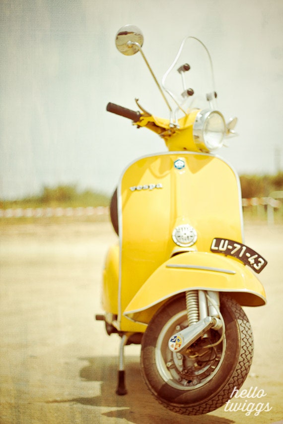 Vespa Photography, Vintage Style, Vespa Print, Boys Room Decor, Mod & Retro Style - Vespa Love in Yellow