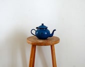 Vintage Enamel Blue Teapot