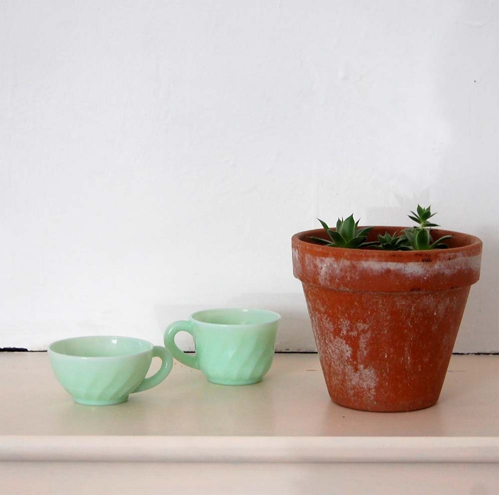 Mid Century French Jadeite Cups
