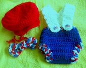 baby patriotic suspender diaper cover and drivers cap outfit