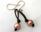 Leather and Pearl Earrings
