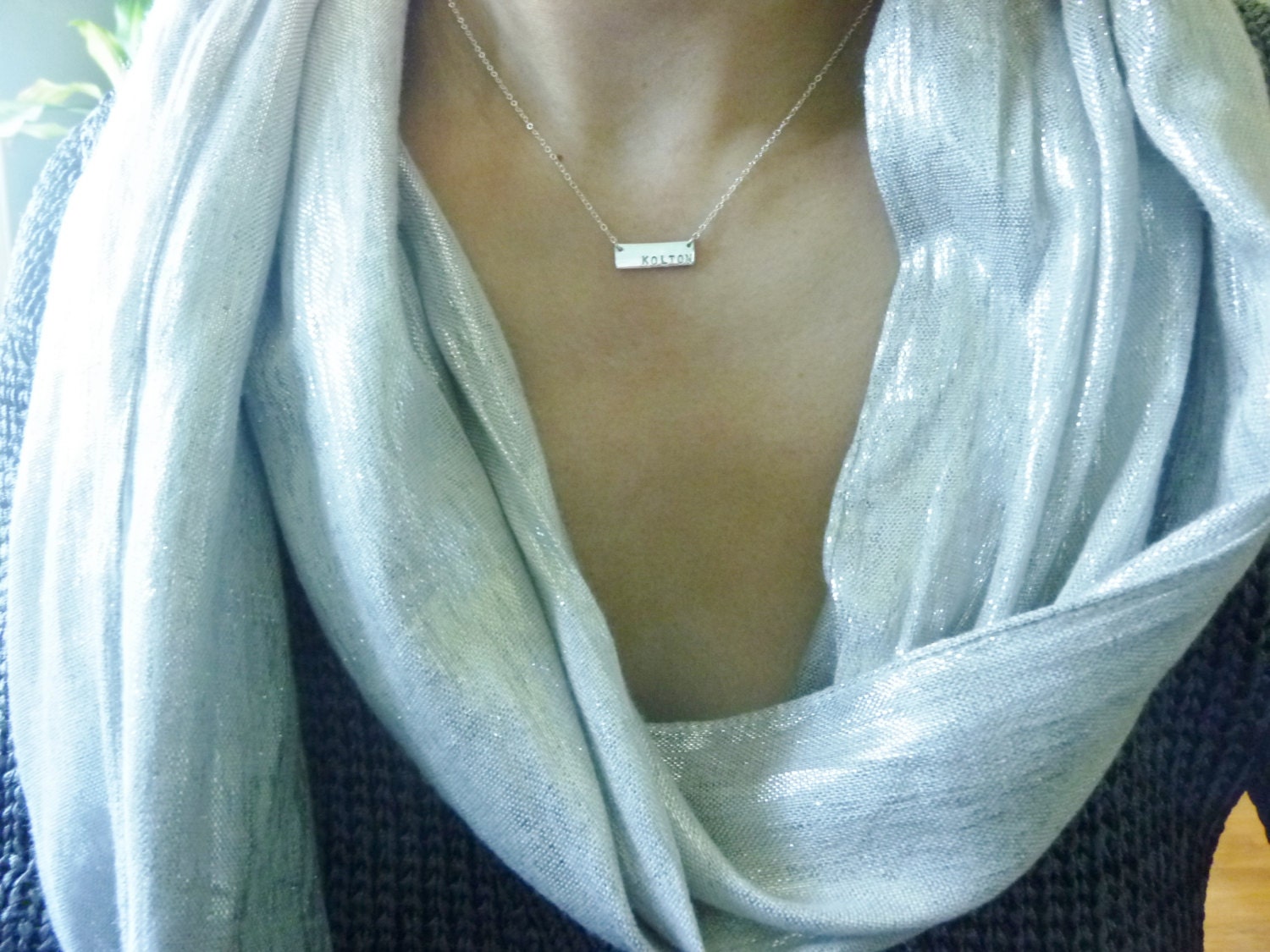 silver initial bar necklace-silver personalized necklace-initial bar necklace-initial necklace-silver initial necklace-nameplate necklace