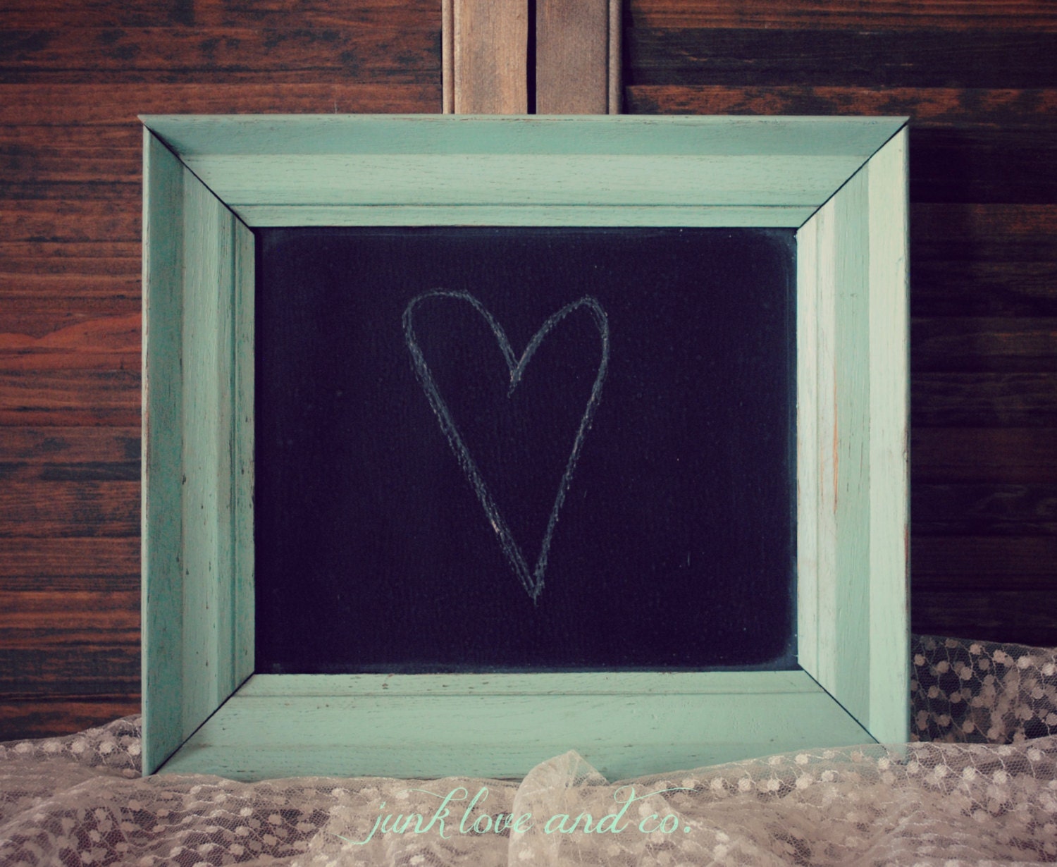 RESERVED for Sondra Shabby Chic Turquoise Aqua Distressed Chalkboard