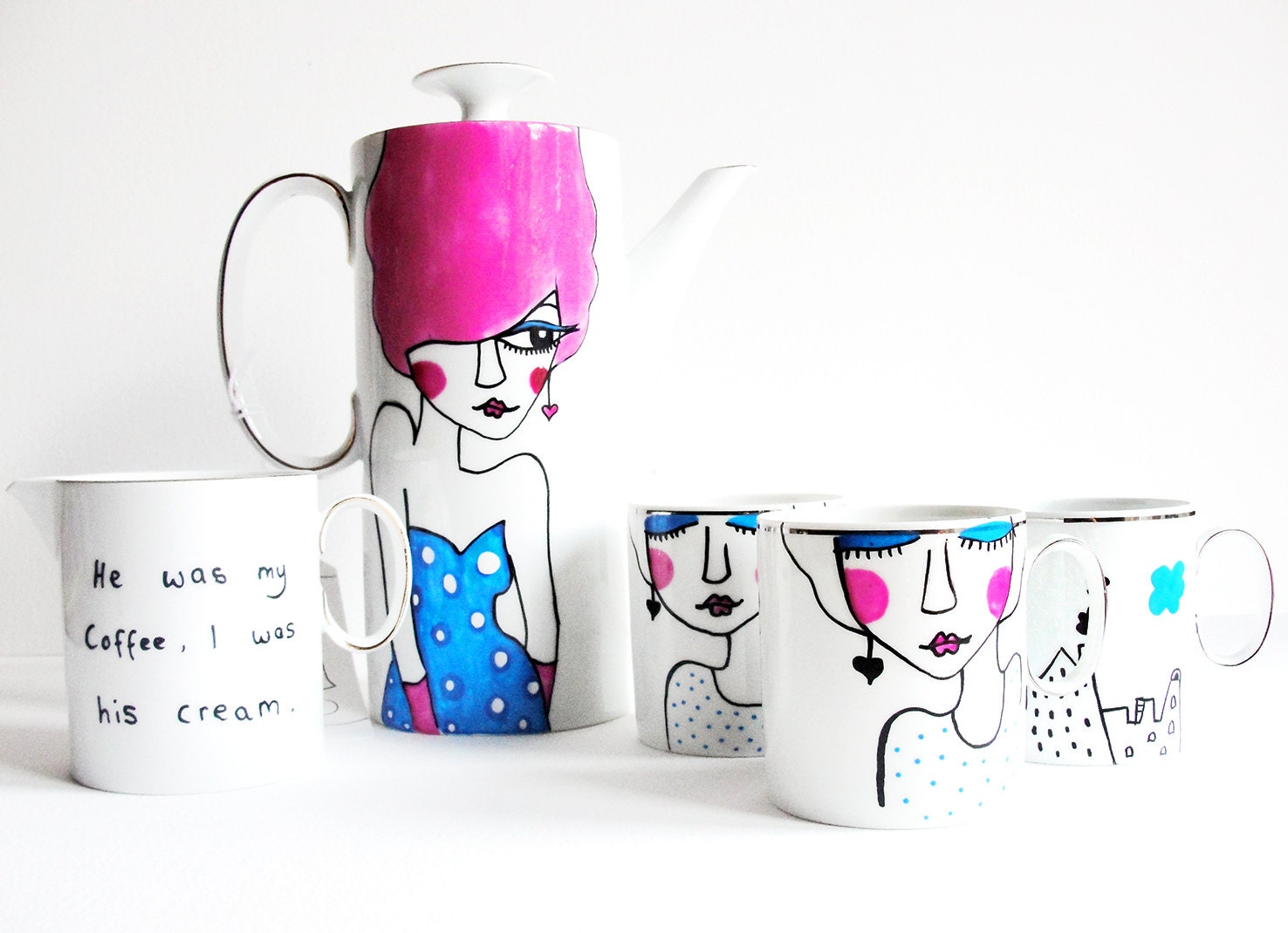 BLACK COFFEE- unique and original illustrated coffee set