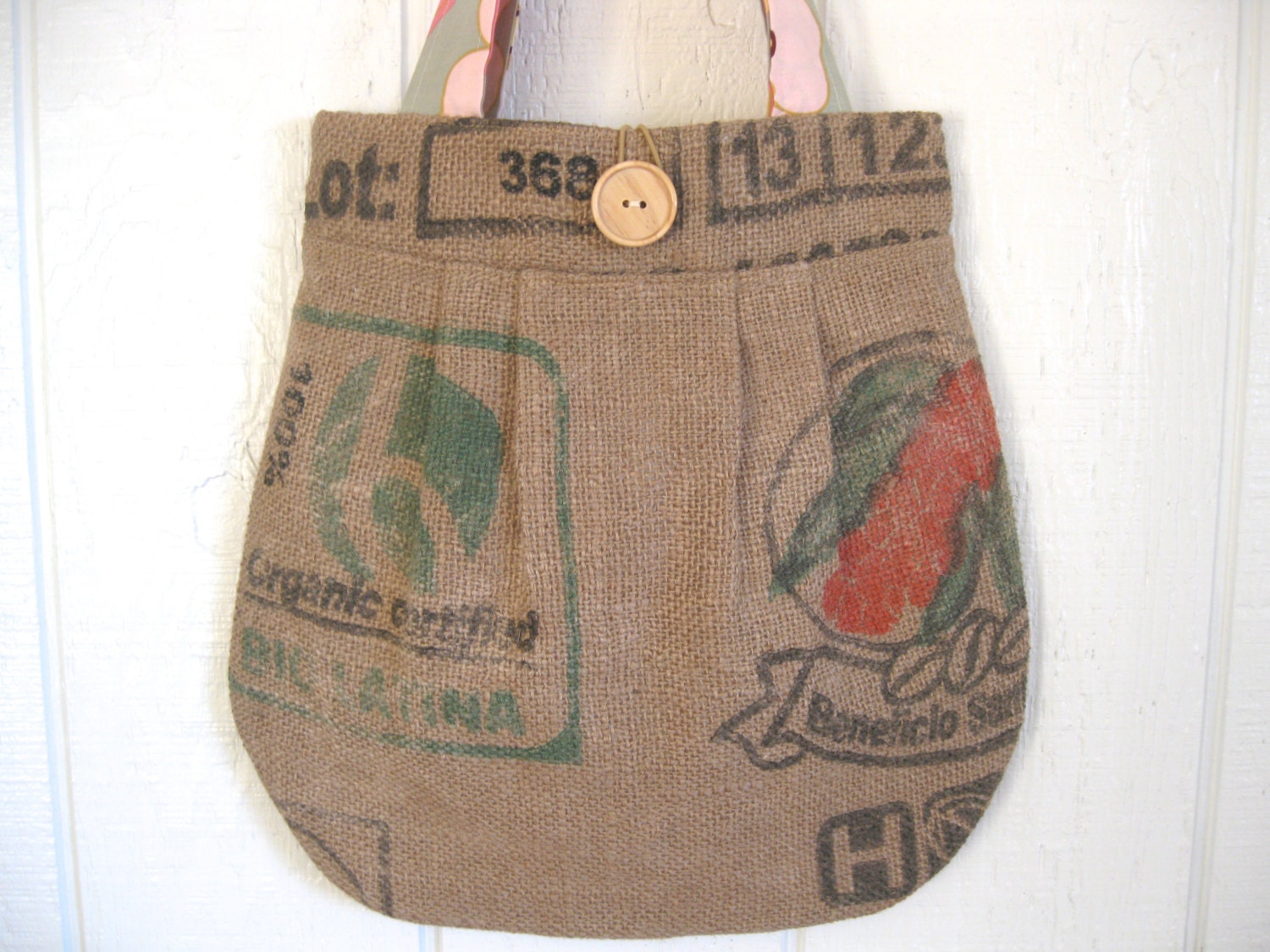 Eco. Upcycled Burlap Market Bag. Earth Day. Spring. Fashion. Pink. Bold. Floral. Alexander Henry. Kleo. Mothers Day. Gift Ideas.