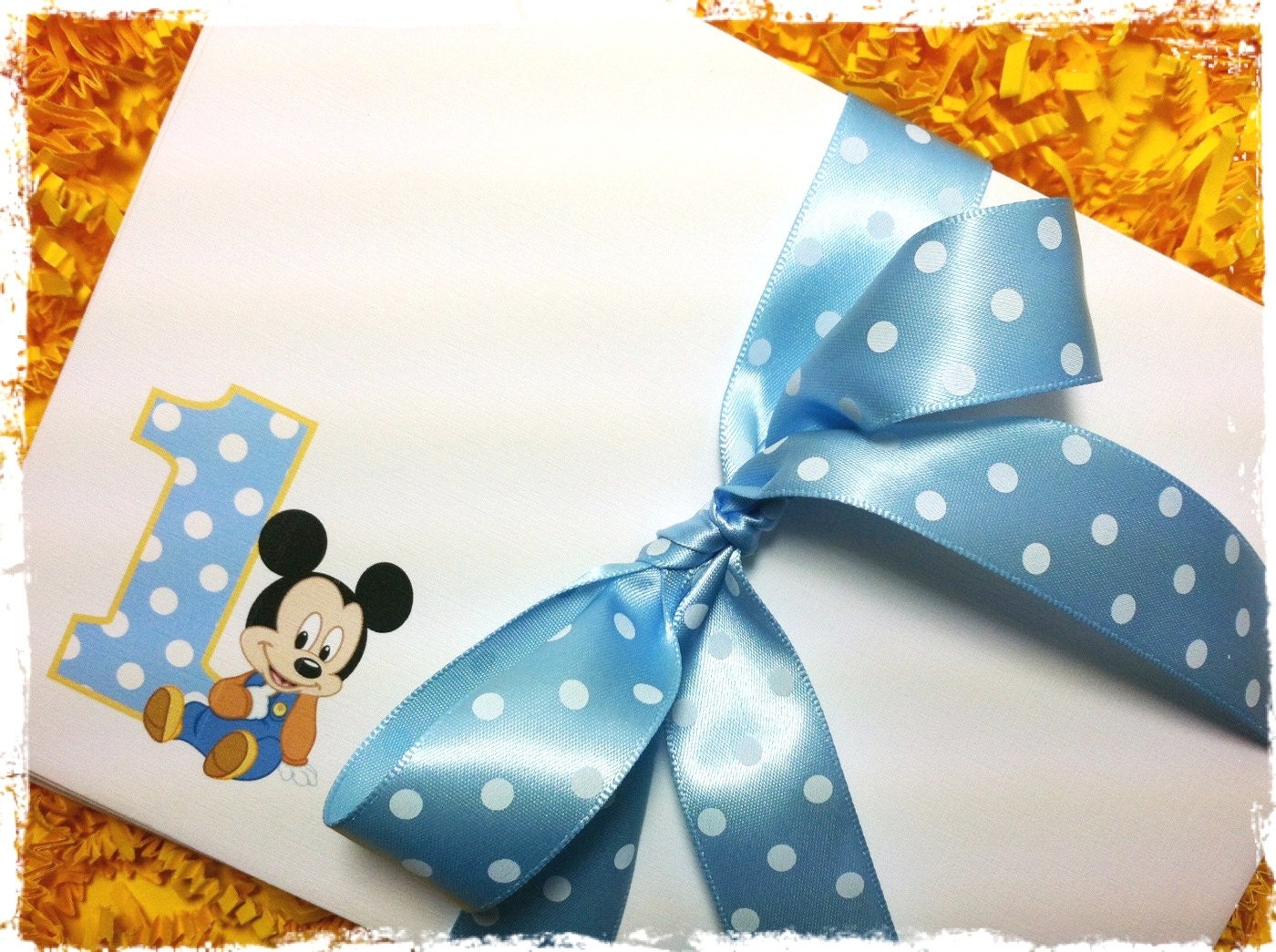Baby Mickey Mouse Invitation Envelopes Set of 10 A7 Linen 1st Birthday by Adorable Tree