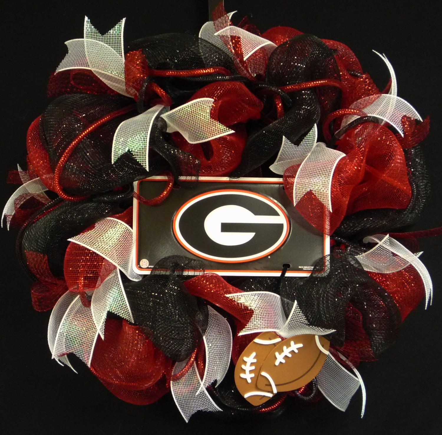 UGA, Georgia Bulldogs, Dawgs, Football Season, Sports Wreaths, Deco Mesh Wreath, Poly Mesh Wreaths - Item 619