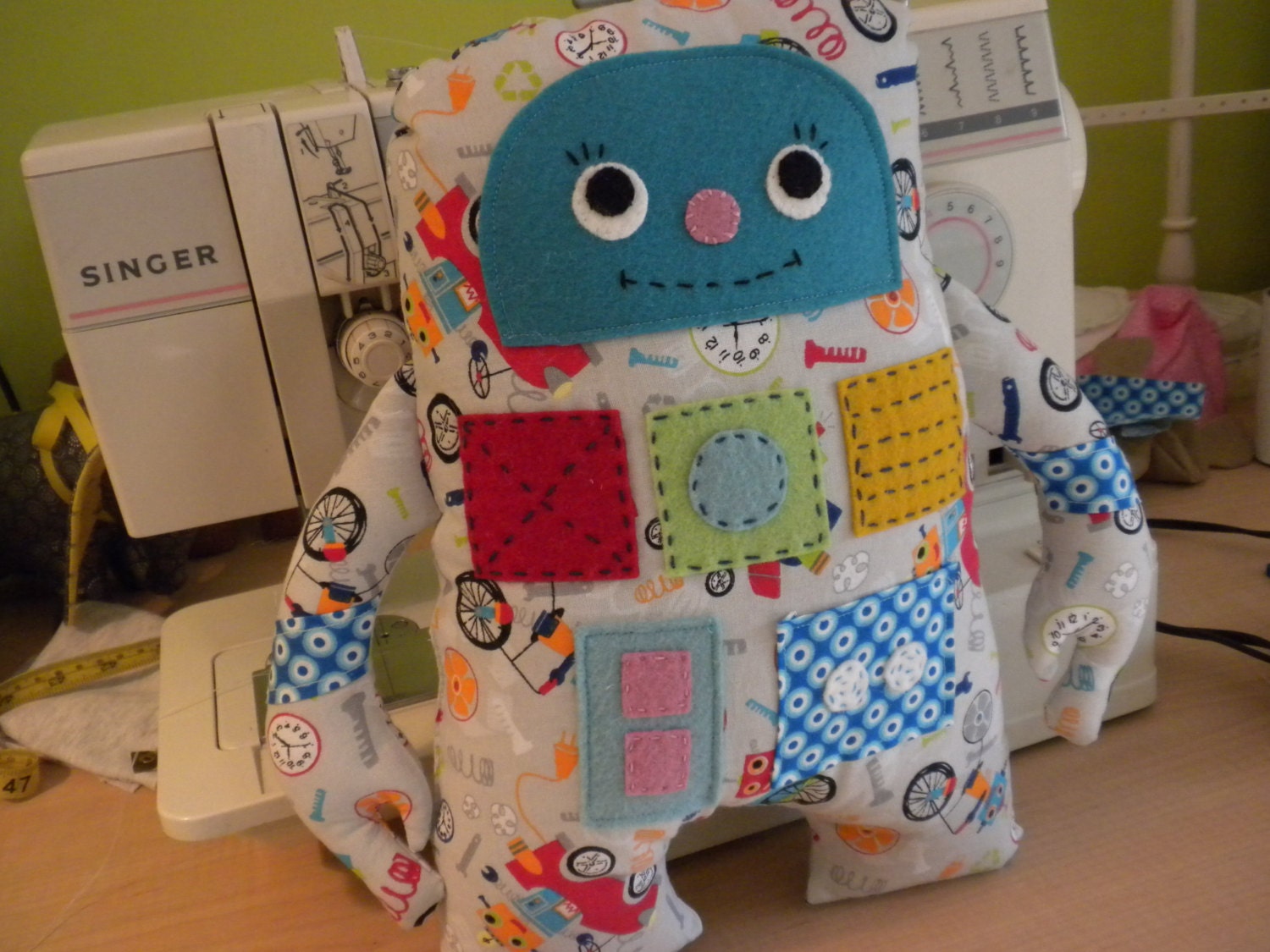 Space Age Robot : stuffed toy robot, kids toy, baby gift, handmade plush toy