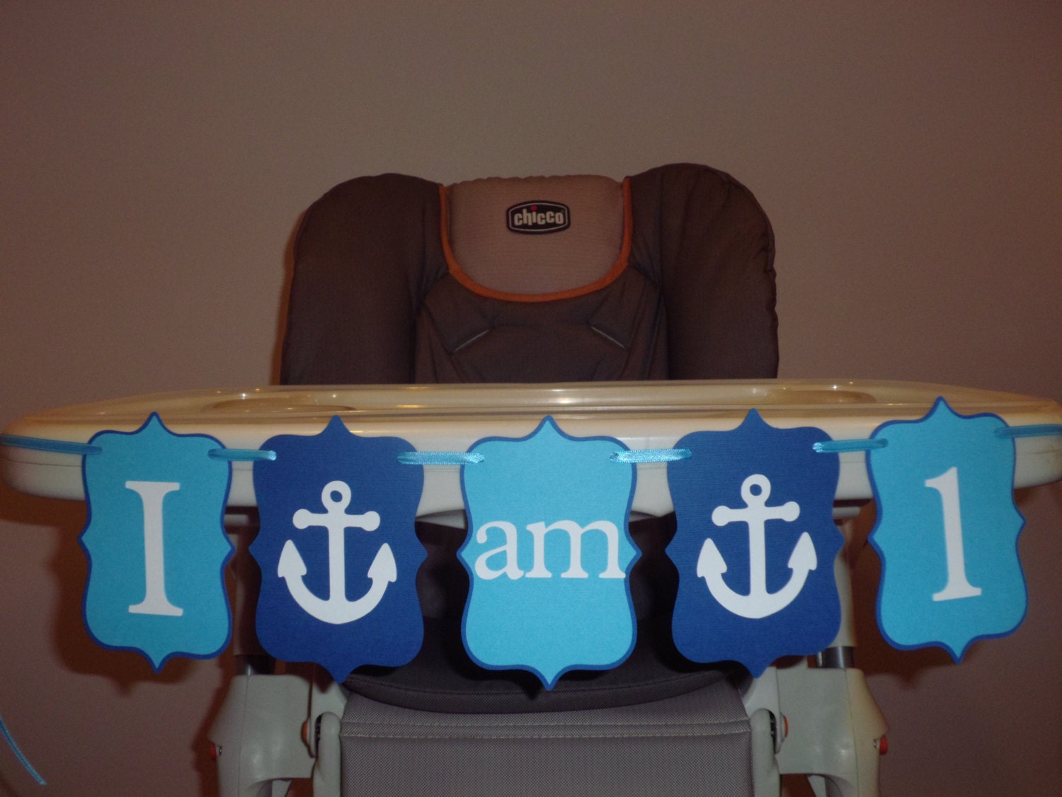 Happy Birthday Banner, "I am 1" High Chair Banner - Nautical theme, anchor, ocean theme, sea theme, 1st birthday, first birthday,