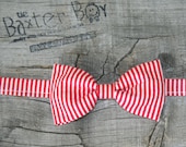 Red and White Pinstripe little boy bow tie - photo prop, wedding, ring bearer, accessory