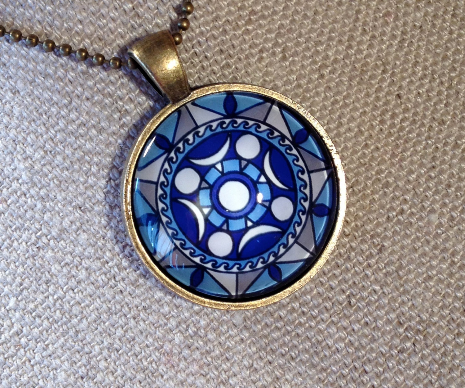 Moon Magic Hex Sign Pendant Necklace