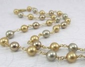 15% OFF Gold Bronze Platinum Metallic Pearl Gold Filled Necklace