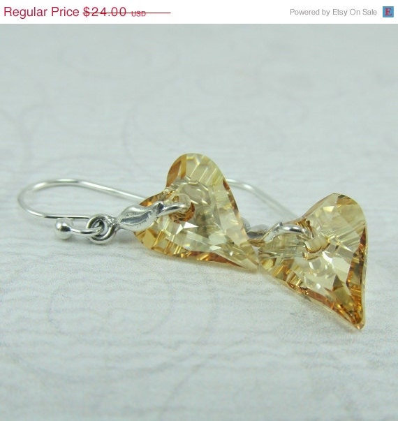 15% OFF Golden Shadow Crystal Wild Heart Silver Earrings