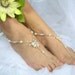 Barefoot sandals, beach wedding bridal jewelry, destination wedding sandals, wedding anklet, beaded sandals. JESSICA Medium White & Crystal