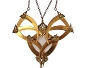 Spring Sale - 10 % OFF - Gold Plated Taxidermy Couture Necklace - Crowned Coat of Arms Cage Medallion with Real Deer Skin Fur - Free Shippi