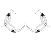 Spring Sale - 10 % OFF - Unusual Silver Hoops - Thorn Crown Earrings - Free Shipping - Black Filigrees - Free International Shipping