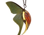 Spring Sale - 10 % OFF - Statement Necklace - Stunning Blade Wing - 24K Gold Plated - One Of A Kind - Real Luna Moth Wings - Free Shipping