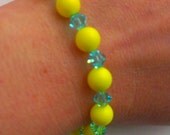 Neon Yellow Swarovski Pearls with Turquoise Swarovski Accent Bracelet