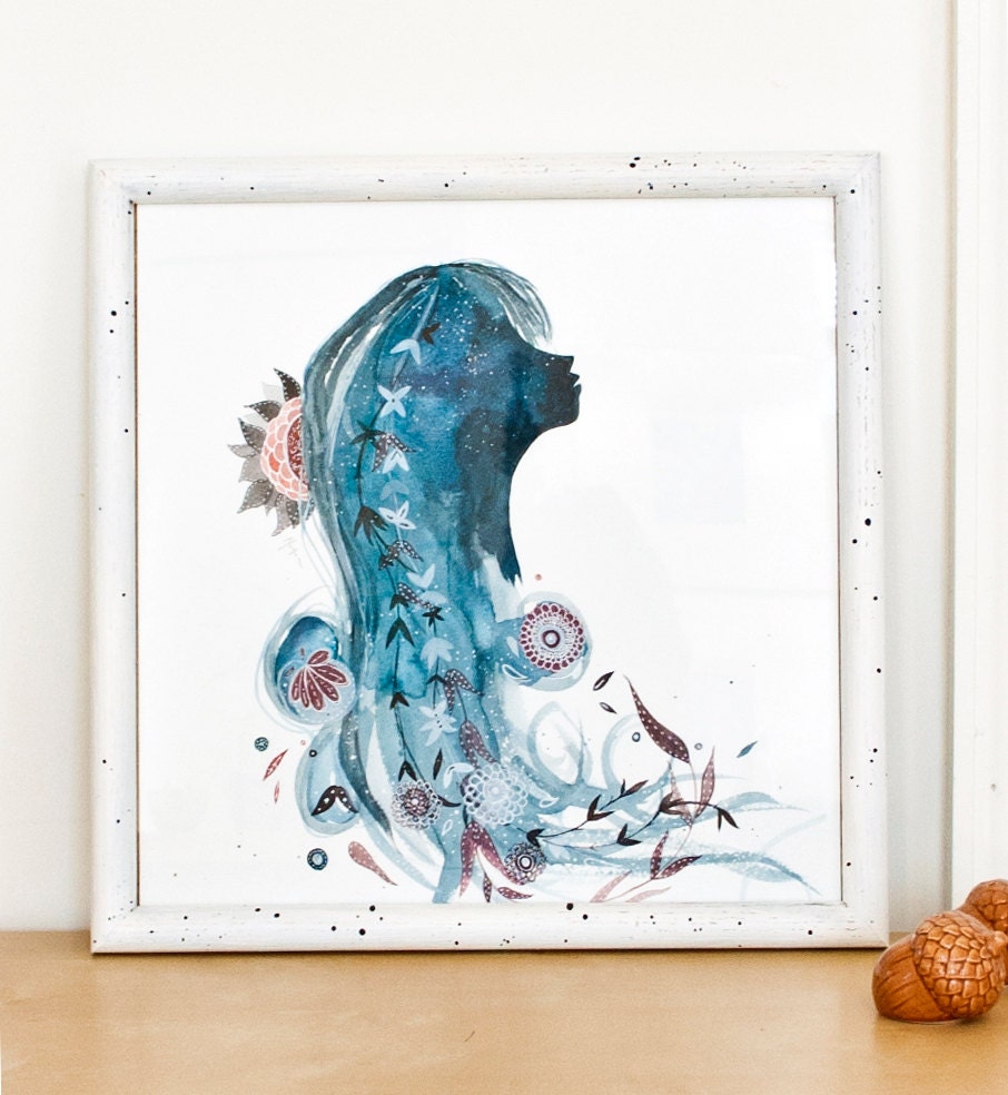 Sprout & the Bean // Original watercolor and gouache painting