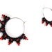 Red and Black Diamond Beaded Hoop Earrings