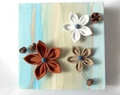3d Wall Art Kanzashi Flowers and Watercolor
