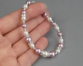 Dusky Pink Bracelet - Rose Pearl and Crystal Bridal Party Jewelry - Bridesmaids Jewellery - Pale Pink Wedding - Bridesmaid Gifts