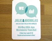 Fun Modern Wedding Invitation - 'Speech Bubble' Design - One Sample