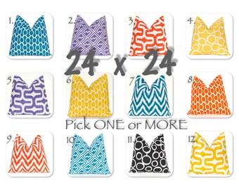 Euro Sham 24 x 24 ONE Decorative Throw Pillow Cover Colors White Slub Mix and Match Yellow Orange Purple