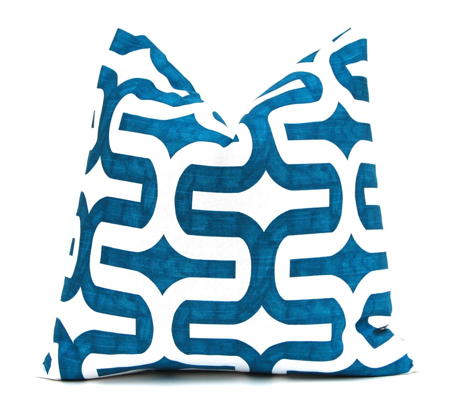 MEMORIAL DAY SALE Decorative Throw Pillow Covers 22 x 22 Deep Turquoise on White Slub Embrace by Premier Prints