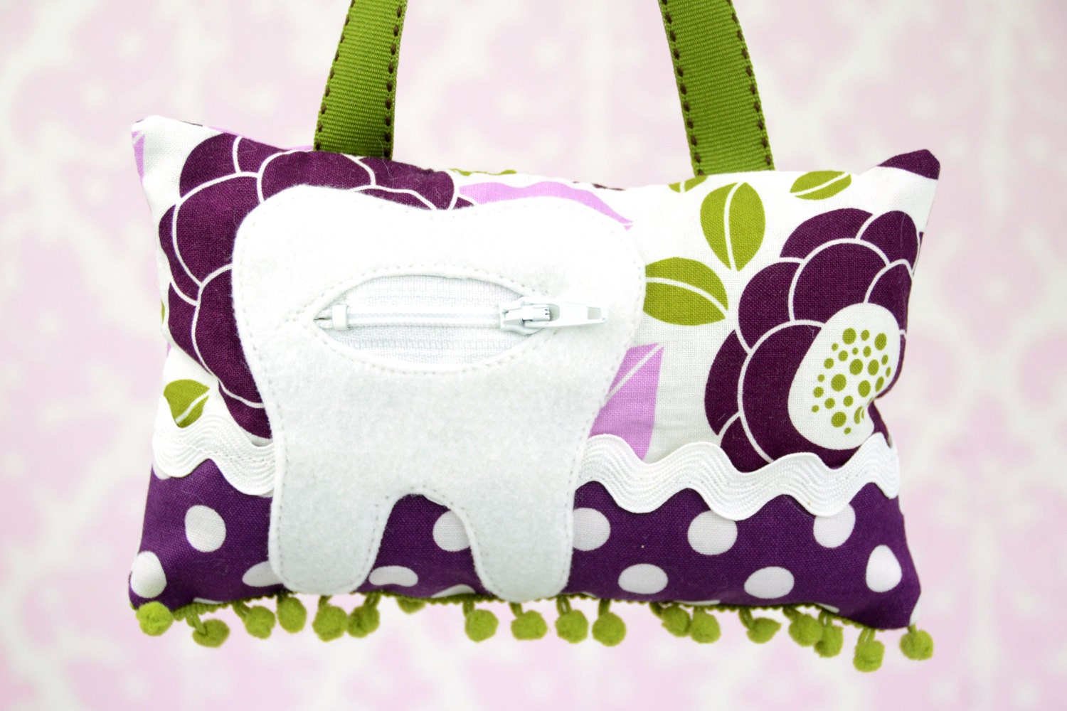 Tooth Fairy Pillow- In Joel Dewberry Aviary 2 Bloom in Lilac and Green