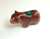 Sculpture Primitive Brown Bear Totem Malachite