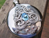 HIP FLASK  Koi fish Aqua Swarovski Crystal Jewel