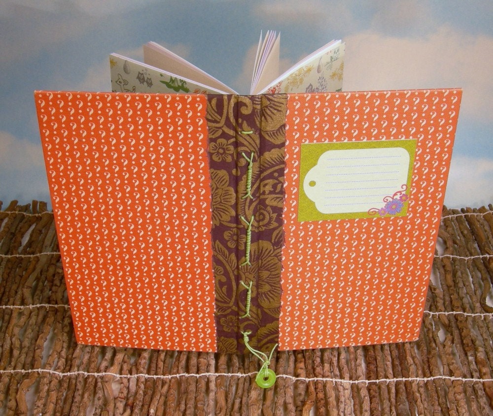 Slim Orange Question Mark Rebound 1970s Hardcover  into Address Book Journal