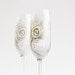 Wedding Glasses Bleached Peacock Feathers Hand Painted Flutes Set of 2