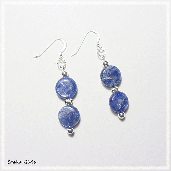 Silvery Blue AA Kyanite with Sterling Silver earrings