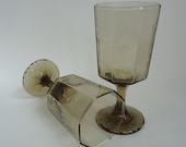 2 Libbey Tawny Facet Water Goblets, 1980s