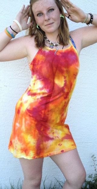 Yellow and Orange Cami-Strap A Line dress