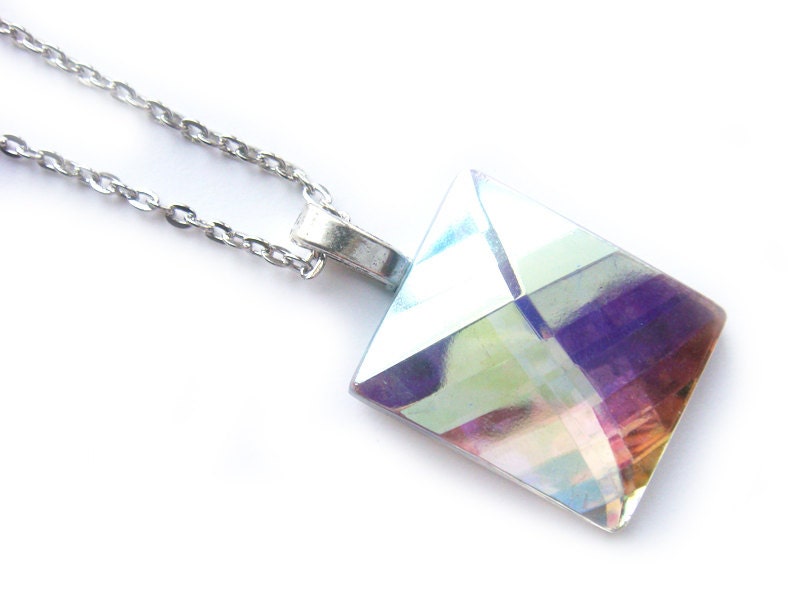 LAST ONE Unique Geometric Iridescent AB Crystal Necklace