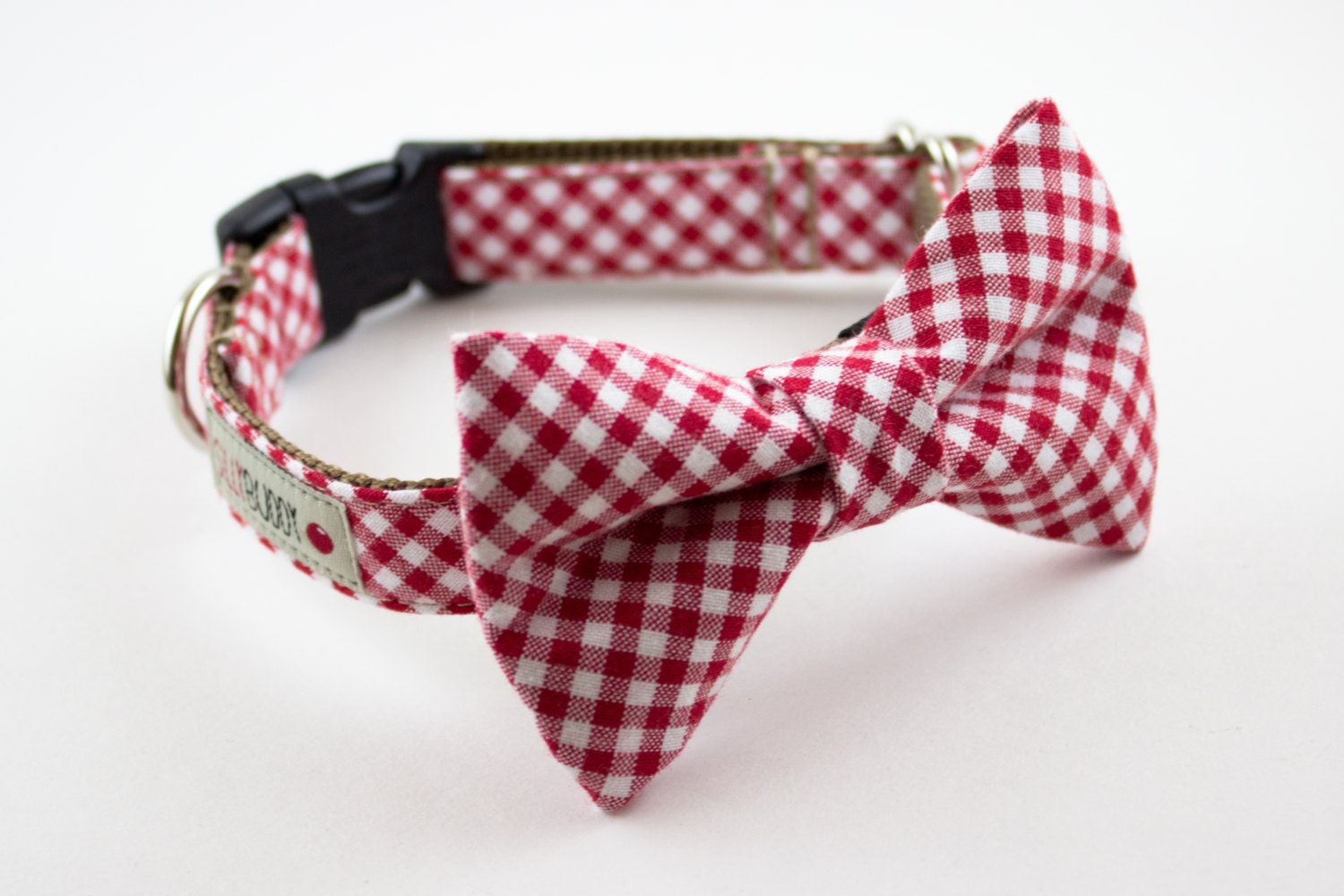 Red Gingham Bowtie Dog Collar