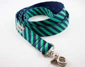 Green Navy Blue Stripes Dog Leash