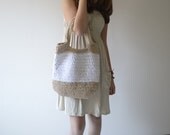 Summer Bag Cotton Bag Tote White Beige Beach Market Crochet