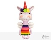 Unicorn Sewing Pattern PDF Flying Pegasus Pony Softie - removable wings included