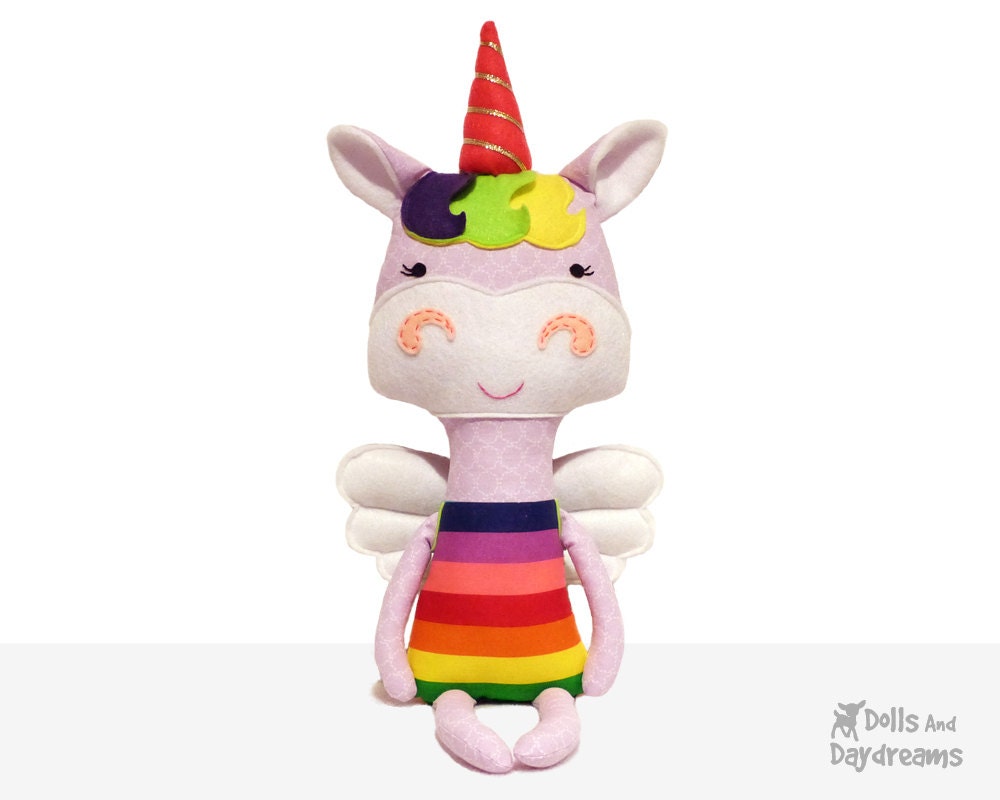 Unicorn Sewing Pattern PDF Flying Pegasus Pony Softie - removable wings included