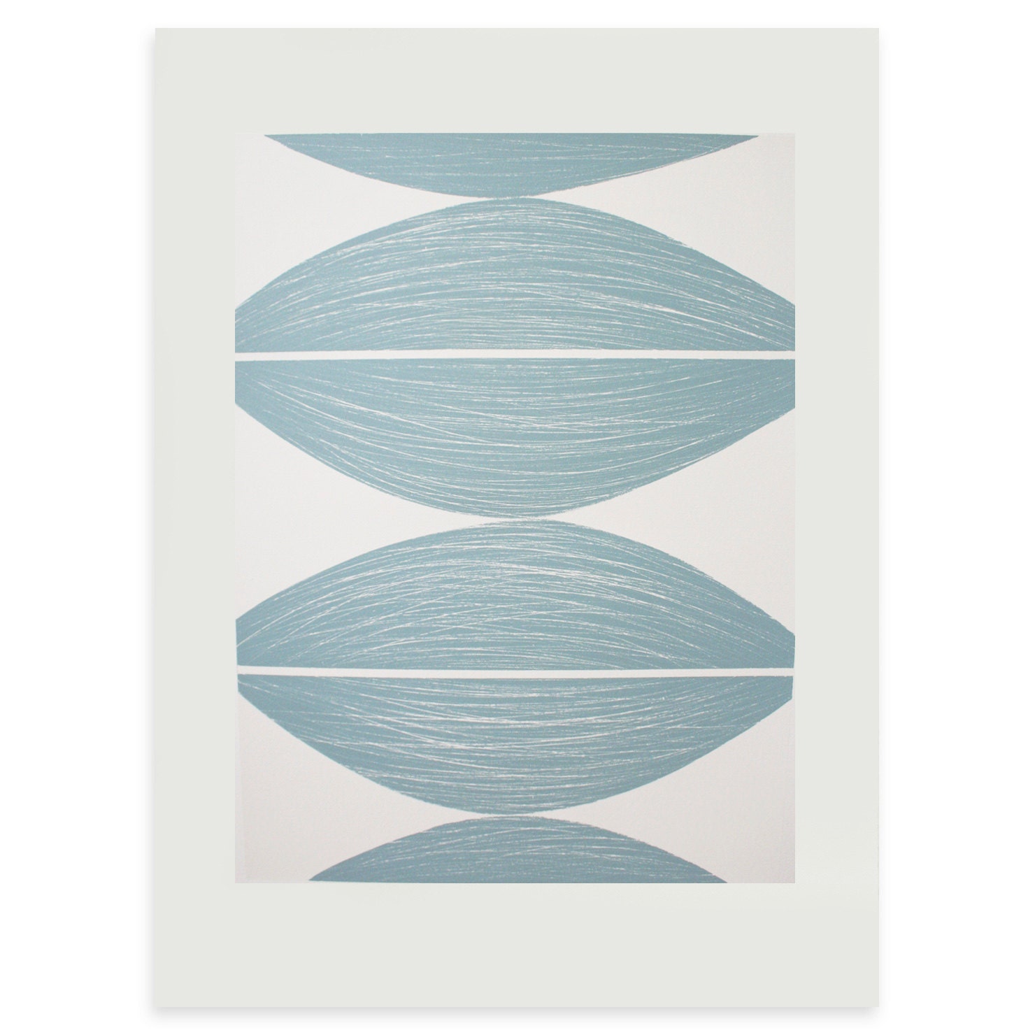 large duck egg blue, modern original abstract screenprint, a handmade artwork based on seeds.