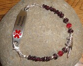 Medic Alert Interchangeable Bracelet - Seizures, Epilepsy, Allergies, Diabetic, Asthma, Penicillin, Multiple Sclerosis, etc. -Garnet Parrot